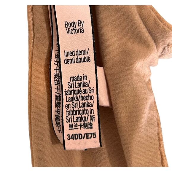 Victoria's Secret Beige Lined Demi Underwire Bra Adjustable Straps 34DD - Picture 7 of 8